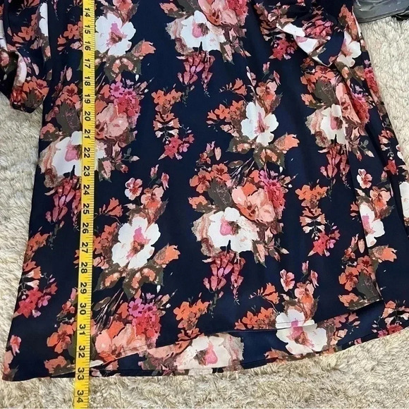 Lulus Shifting Dears Navy Blue Floral Print Split Sleeves Dress Size medium - Picture 5 of 13